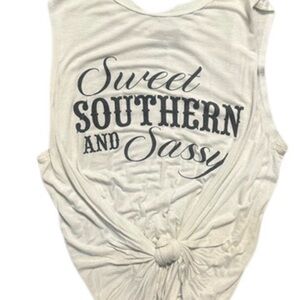 Sweet Southern And Sassy Graphic Tank - Cream with Black Print